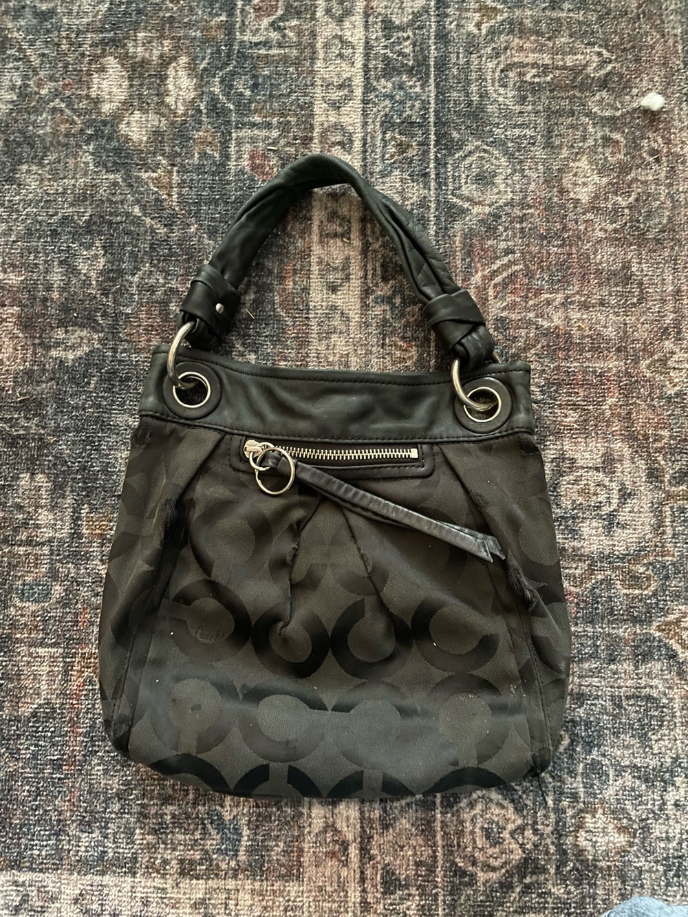 Coach canvas hobo bag